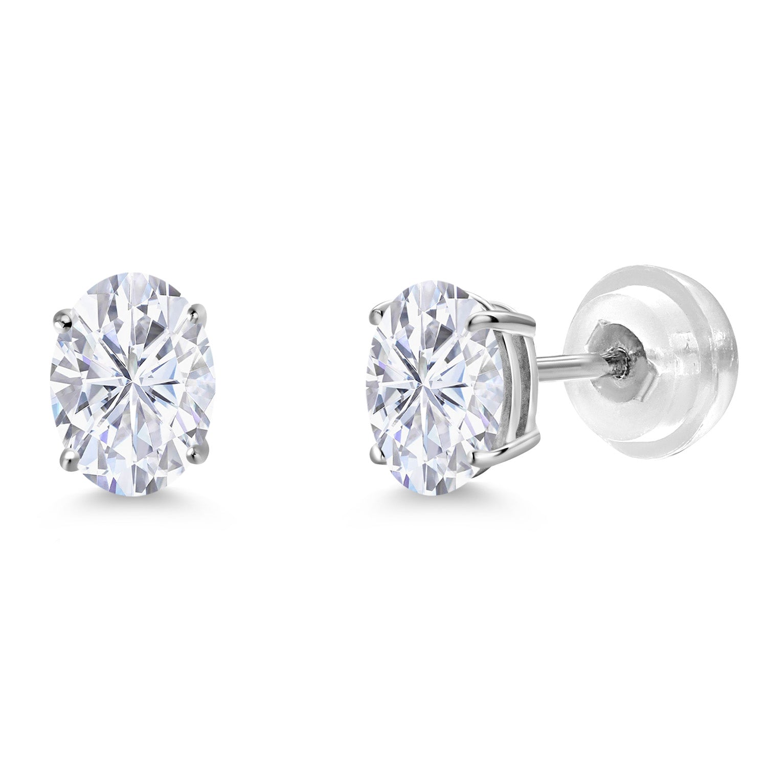 White Moissanite - April_Earrings in 14K White Gold