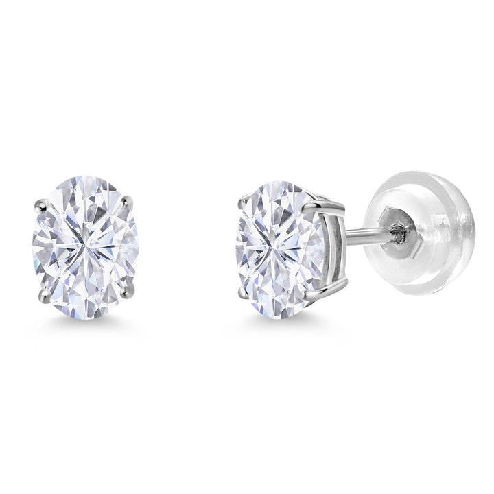 White Moissanite - April_Earrings in 14K White Gold