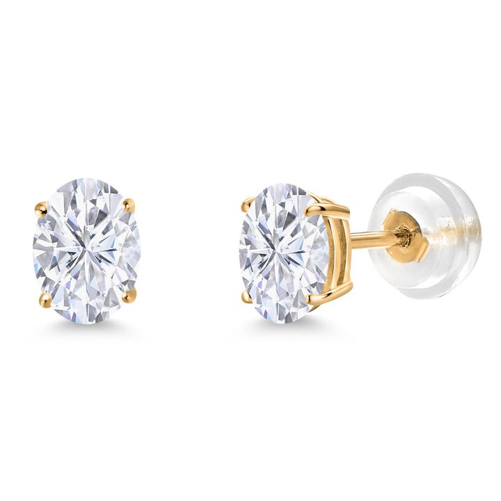 White Moissanite - April_Earrings in 14K Yellow Gold