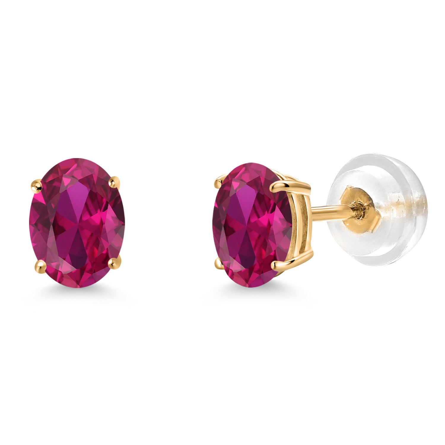 Created Ruby - July_Earrings in 14K Yellow Gold