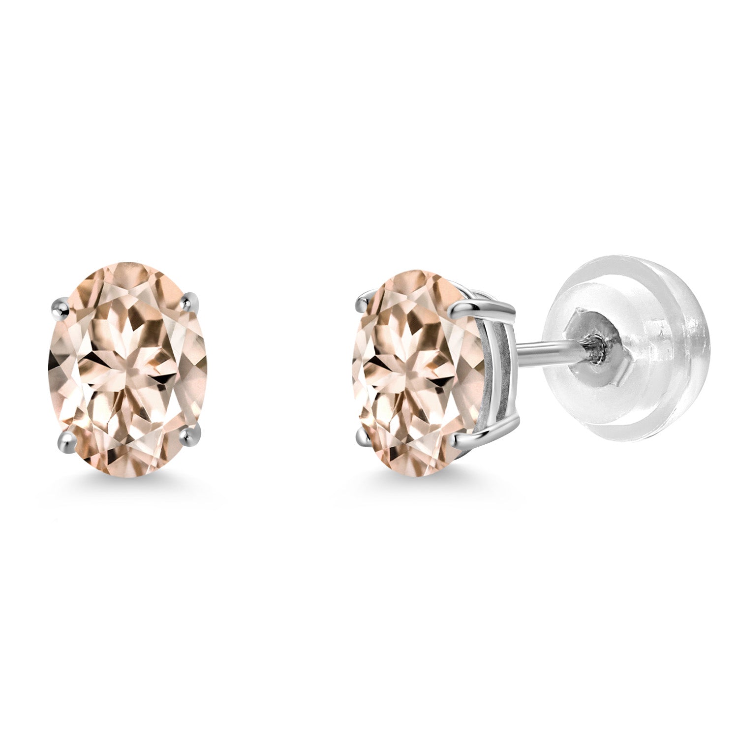 Morganite - October_Earrings in 14K White Gold