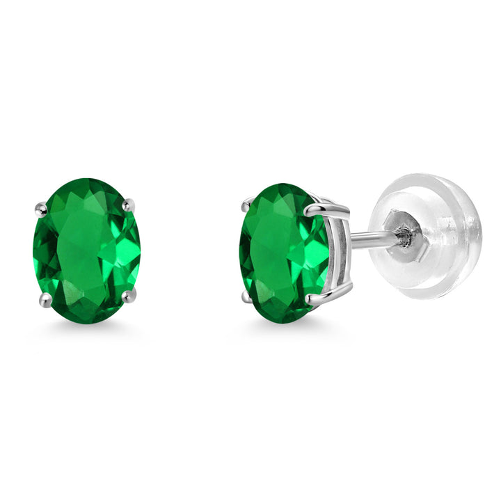 Nano Emerald - May_Earrings in 14K White Gold