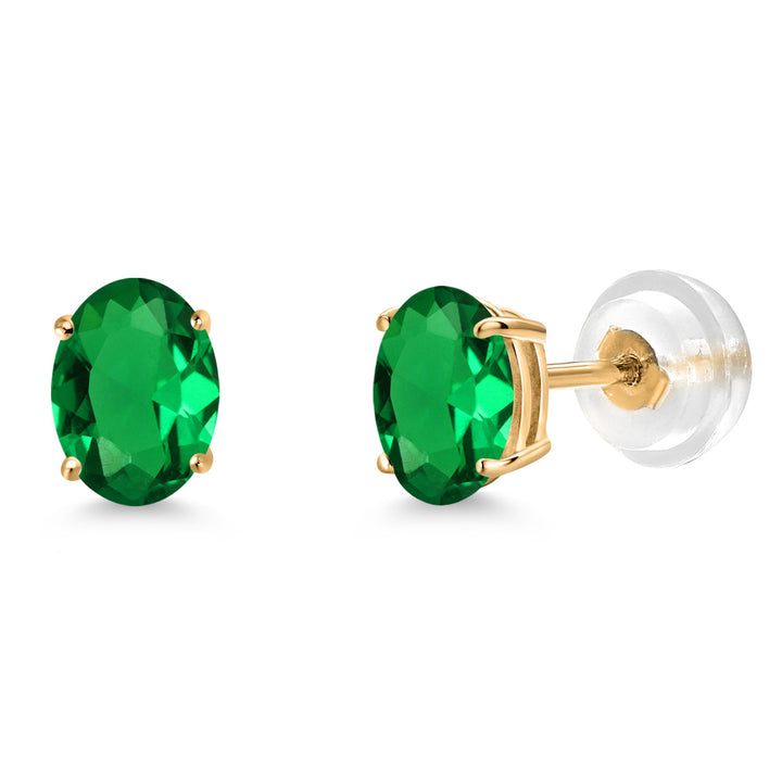 Nano Emerald - May_Earrings in 14K Yellow Gold