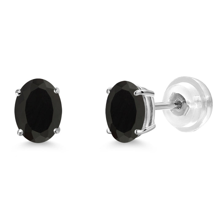 Onyx - December_Earrings in 14K White Gold