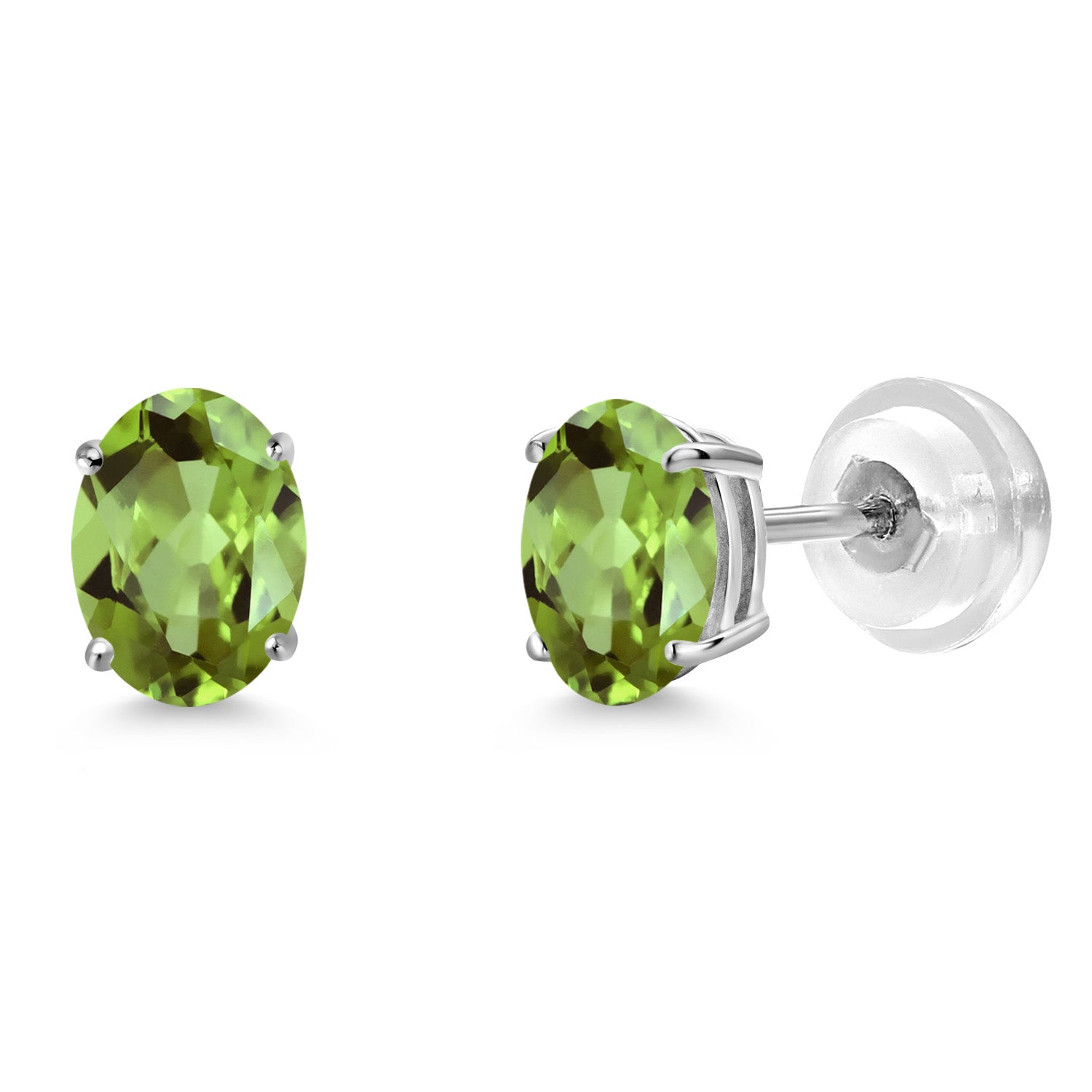 Peridot - August_Earrings in 14K White Gold