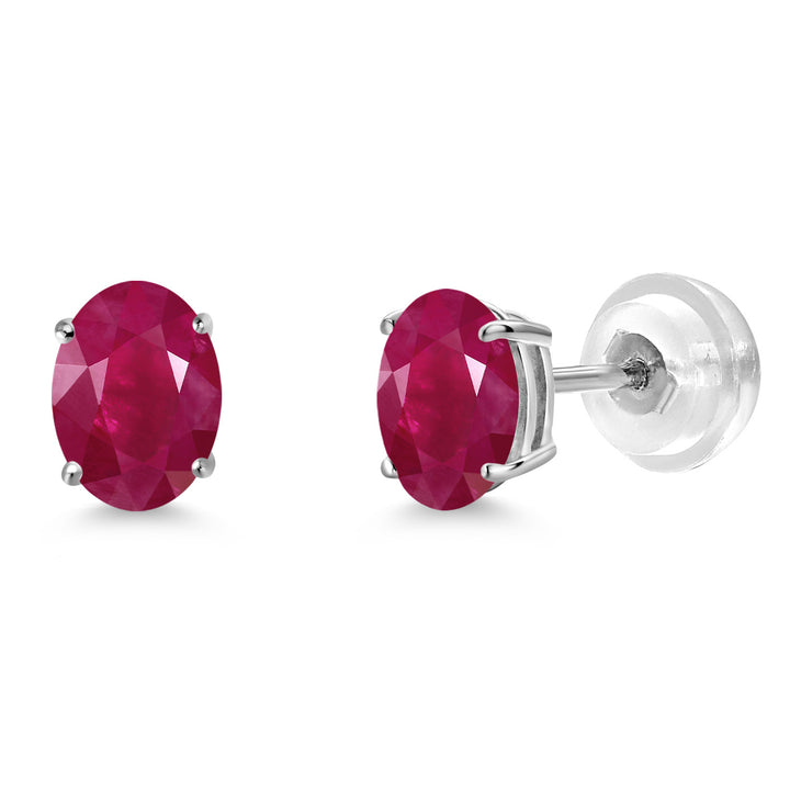 Ruby - July_Earrings in 14K White Gold
