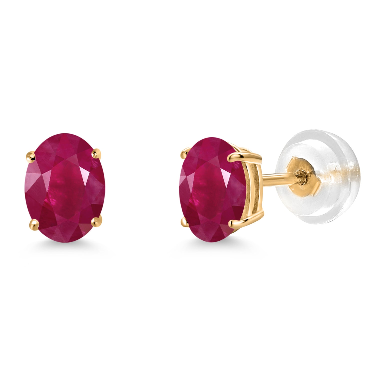 Ruby - July_Earrings in 14K Yellow Gold