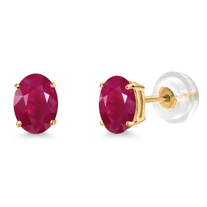 Ruby - July_Earrings in 14K Yellow Gold