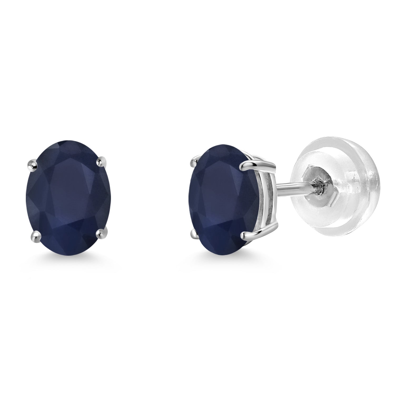 Blue Sapphire - September_Earrings in 14K White Gold