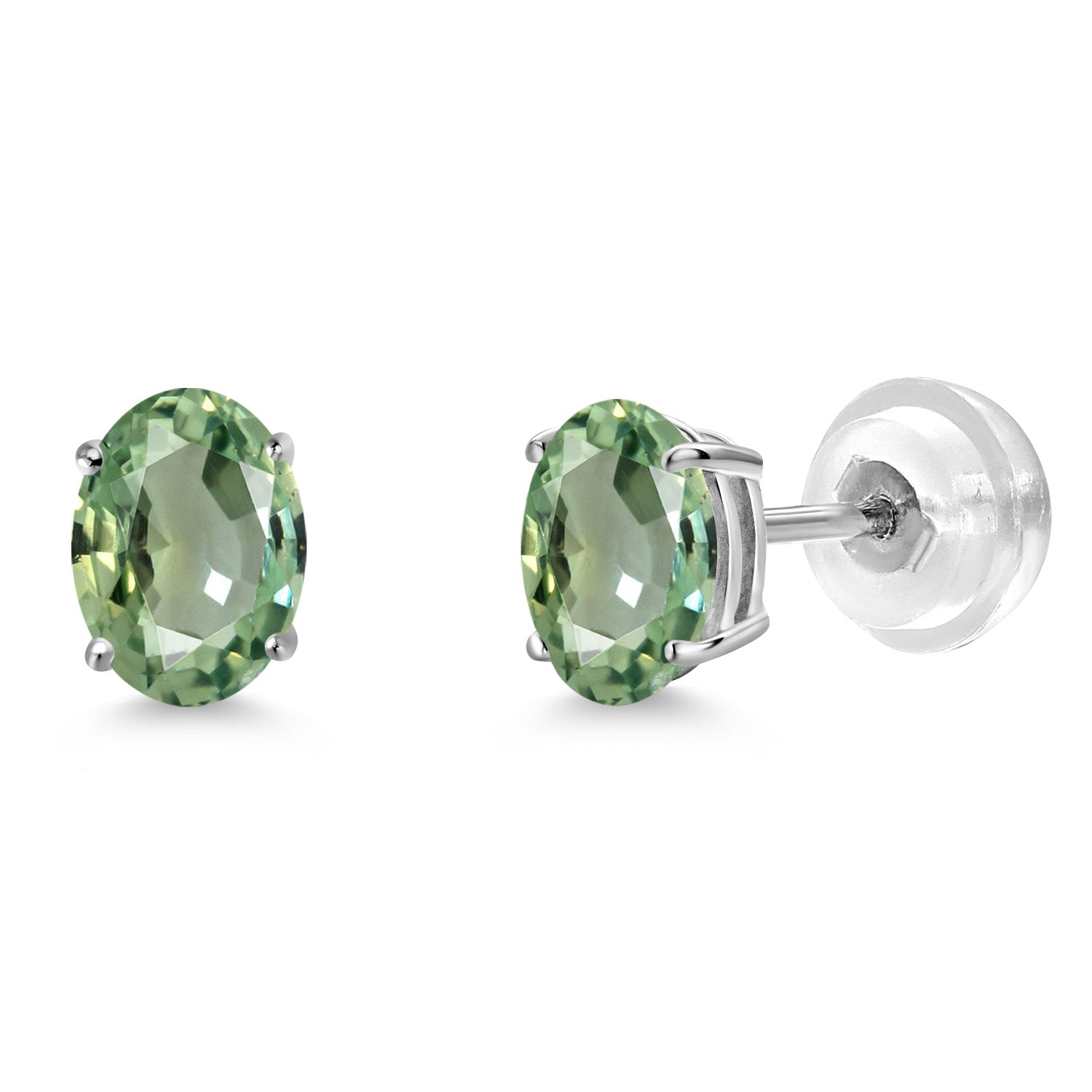 Green Sapphire - September_Earrings in 14K White Gold