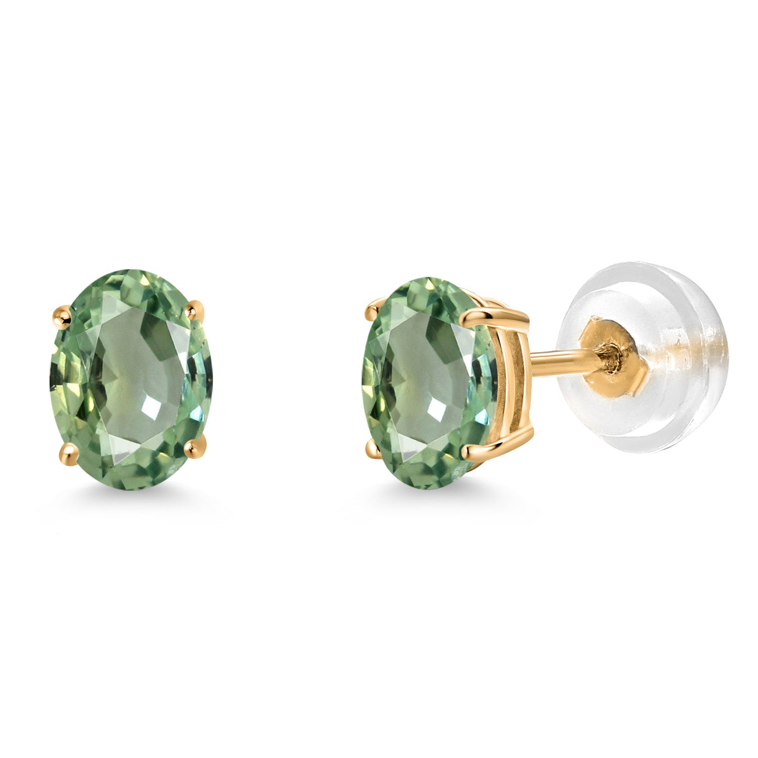 Green Sapphire - September_Earrings in 14K Yellow Gold