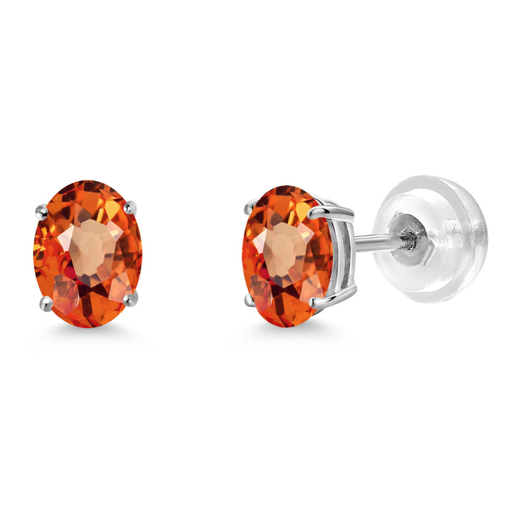 Orange Sapphire - September_Earrings in 14K White Gold