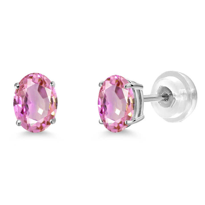Pink Sapphire - September_Earrings in 14K White Gold