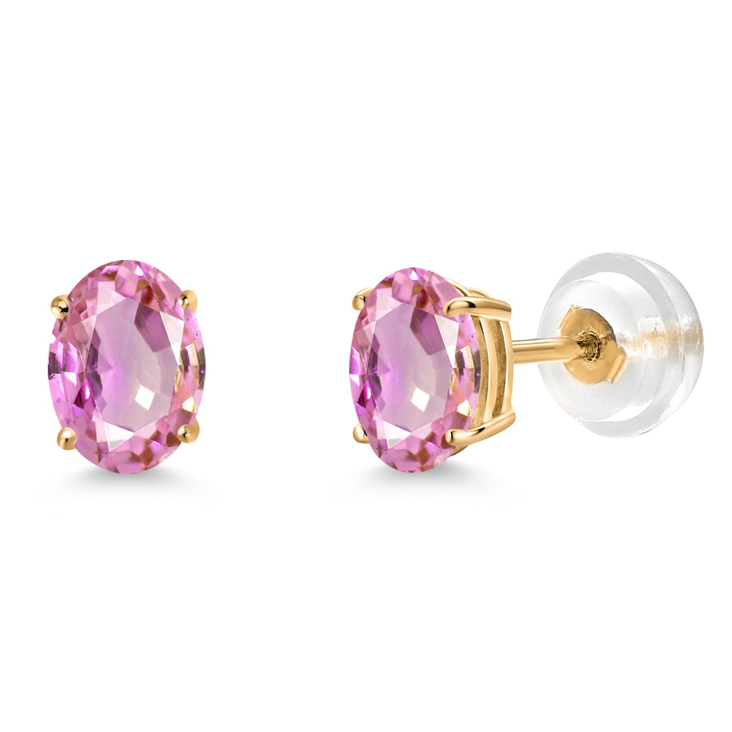 Pink Sapphire - September_Earrings in 14K Yellow Gold