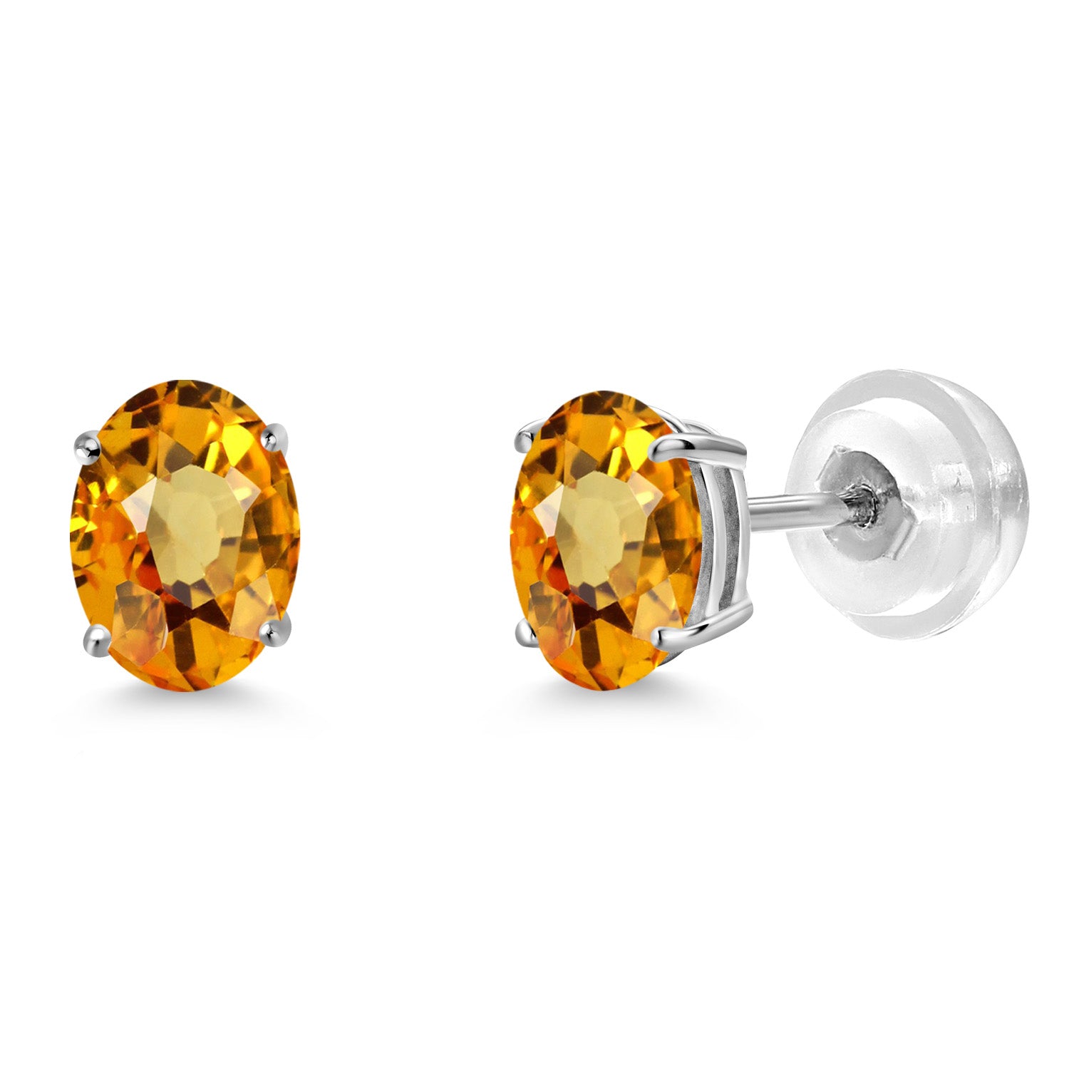Yellow Sapphire - September_Earrings in 14K White Gold