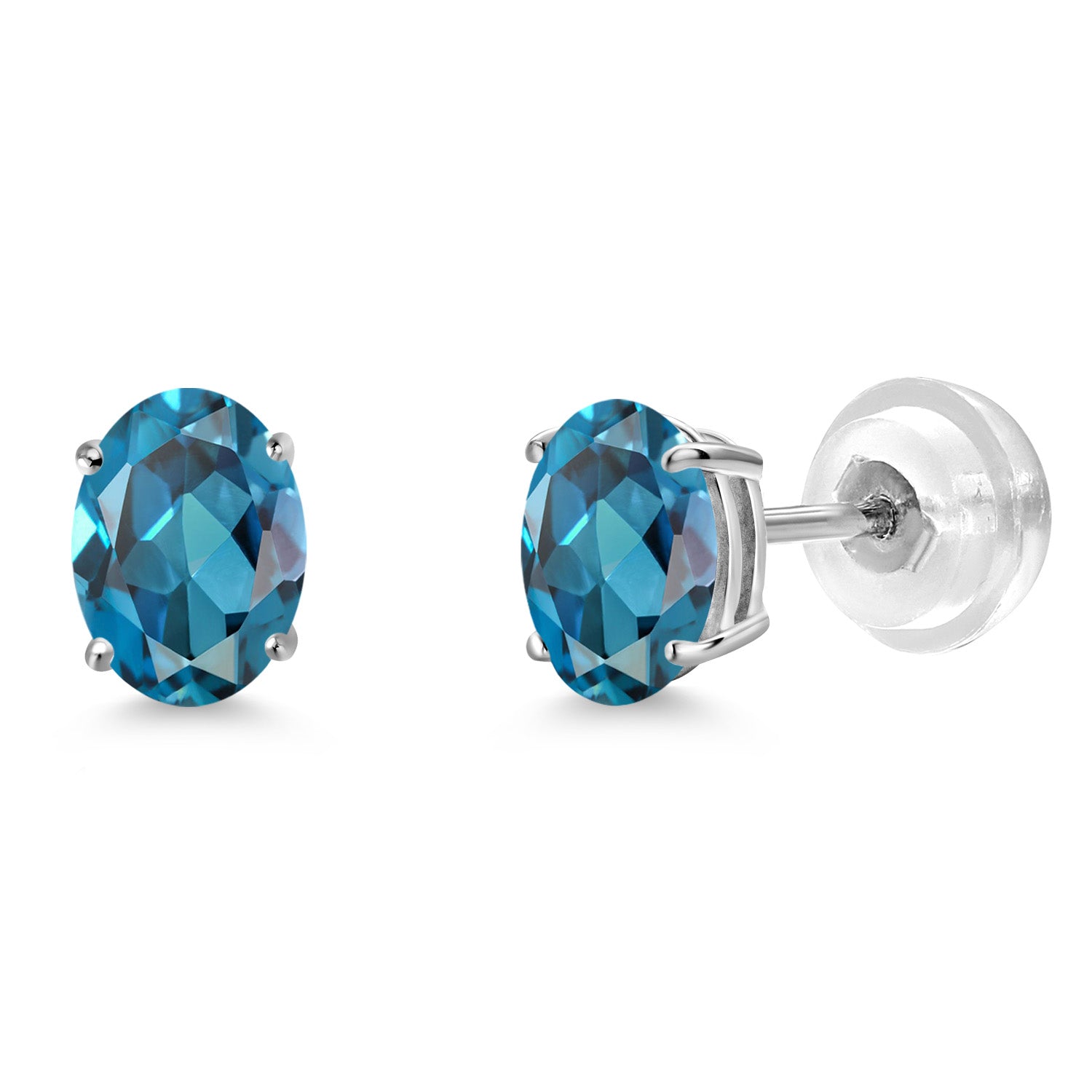 London Blue Topaz - November_Earrings in 14K White Gold