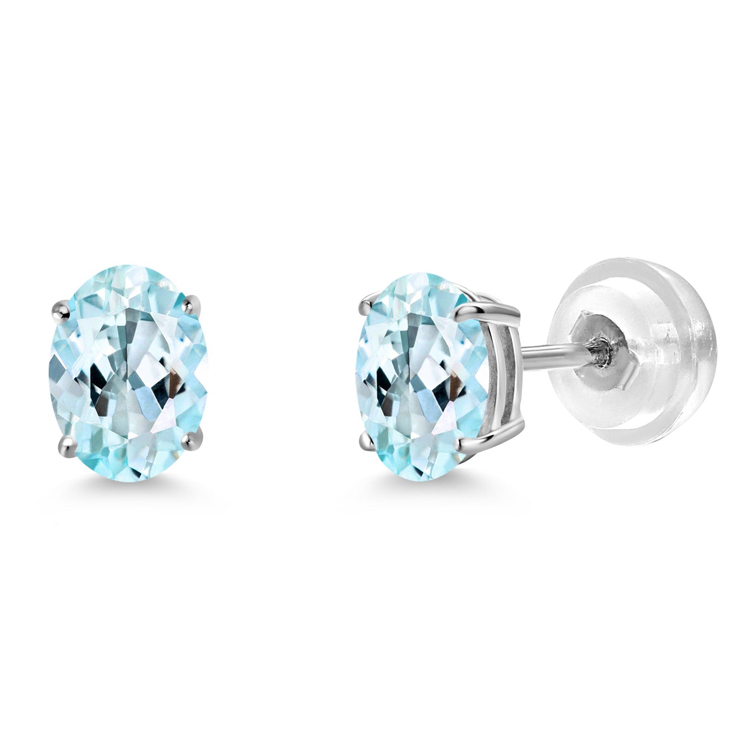 Sky Blue Topaz - November_Earrings in 14K White Gold