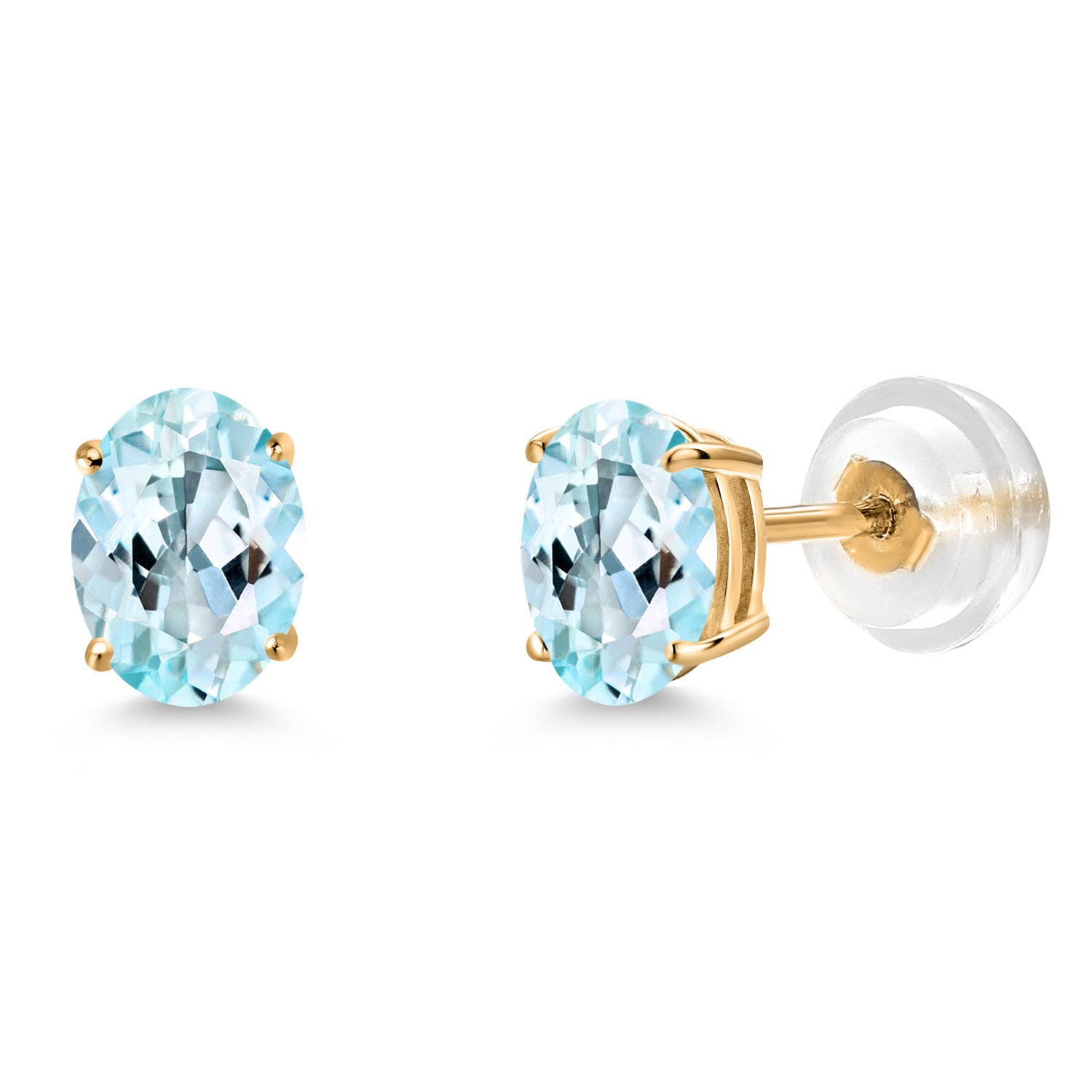 Sky Blue Topaz - November_Earrings in 14K Yellow Gold