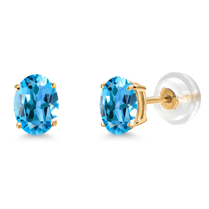 Swiss Blue Topaz - November_Earrings in 14K Yellow Gold