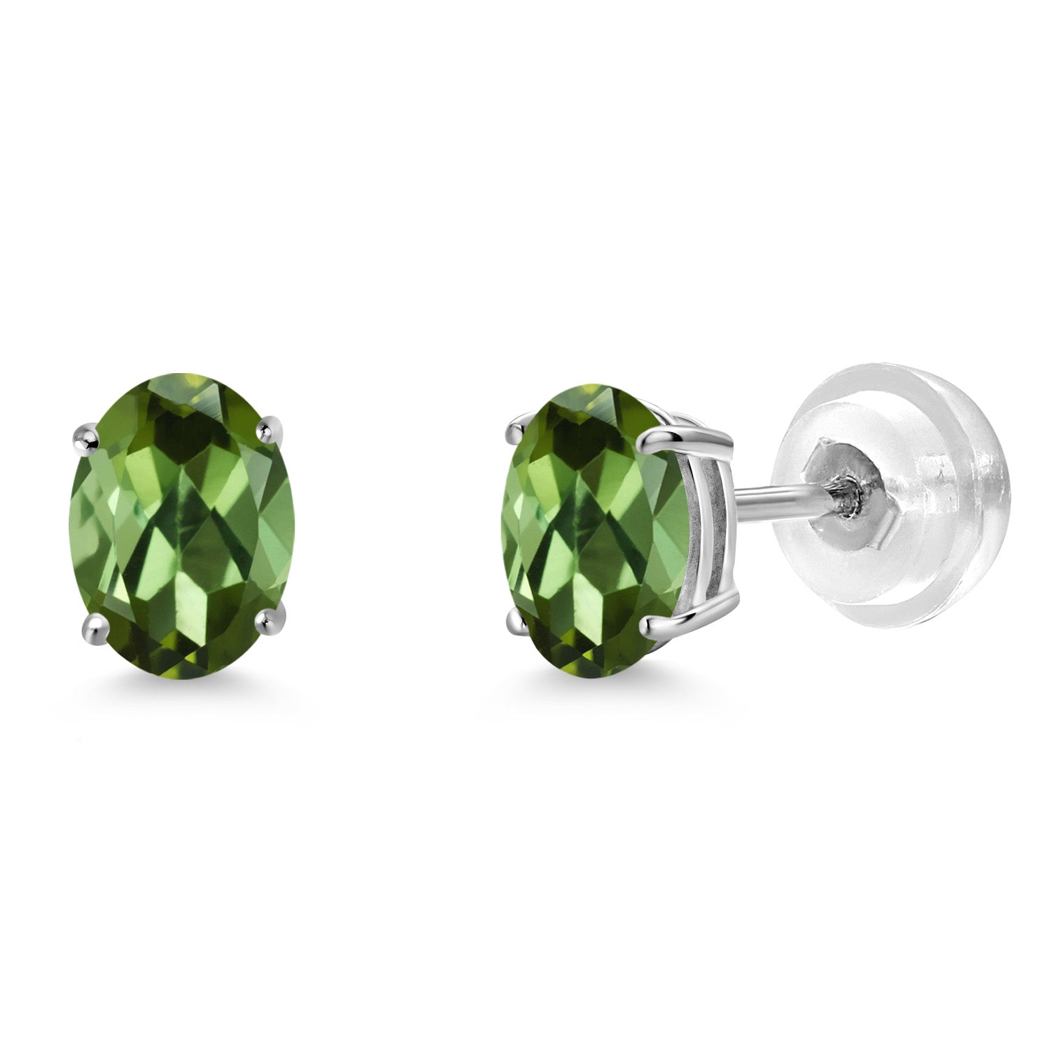 Green Tourmaline - October_Earrings in 14K White Gold