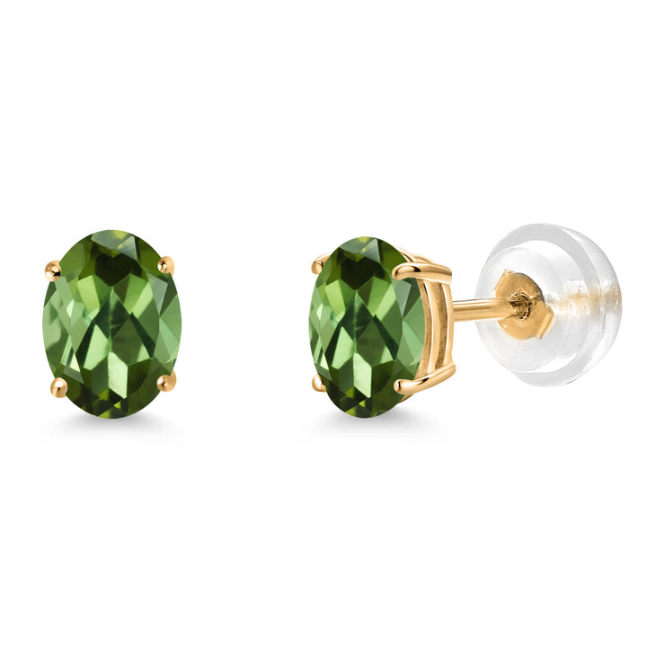 Green Tourmaline - October_Earrings in 14K Yellow Gold