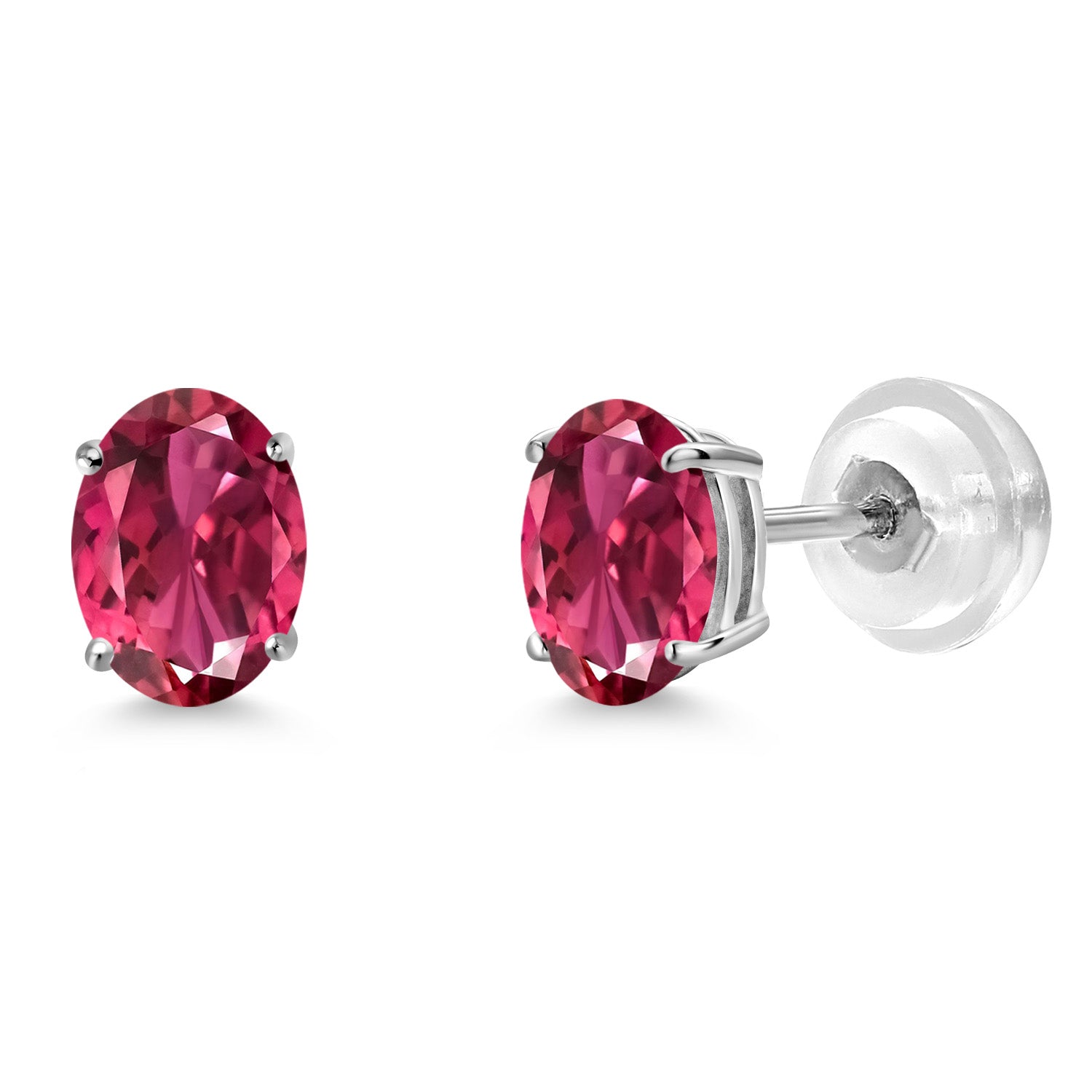Pink Tourmaline - October_Earrings in 14K White Gold