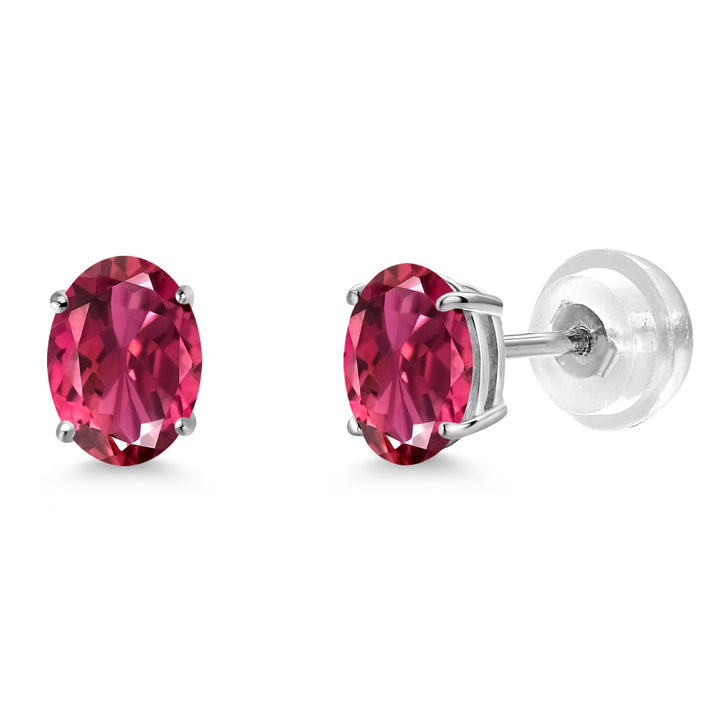 Pink Tourmaline - October_Earrings in 14K White Gold