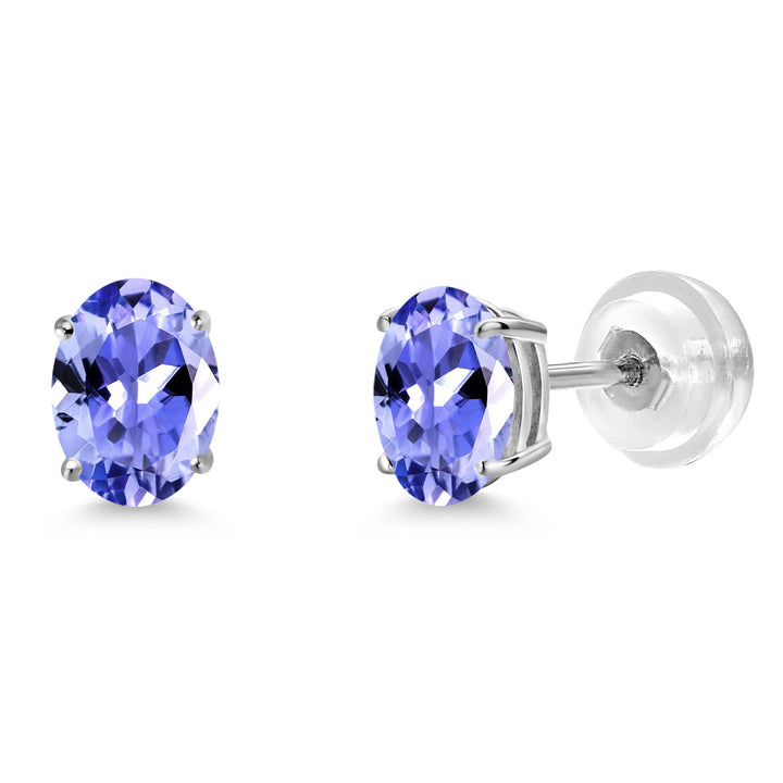 Tanzanite - December_Earrings in 14K White Gold