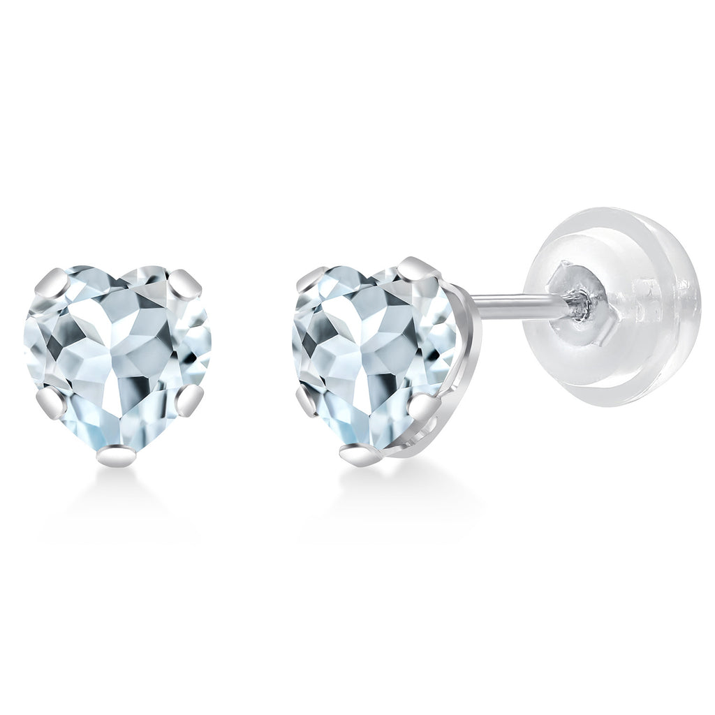 Aquamarine - March_Earrings in 10K White Gold
