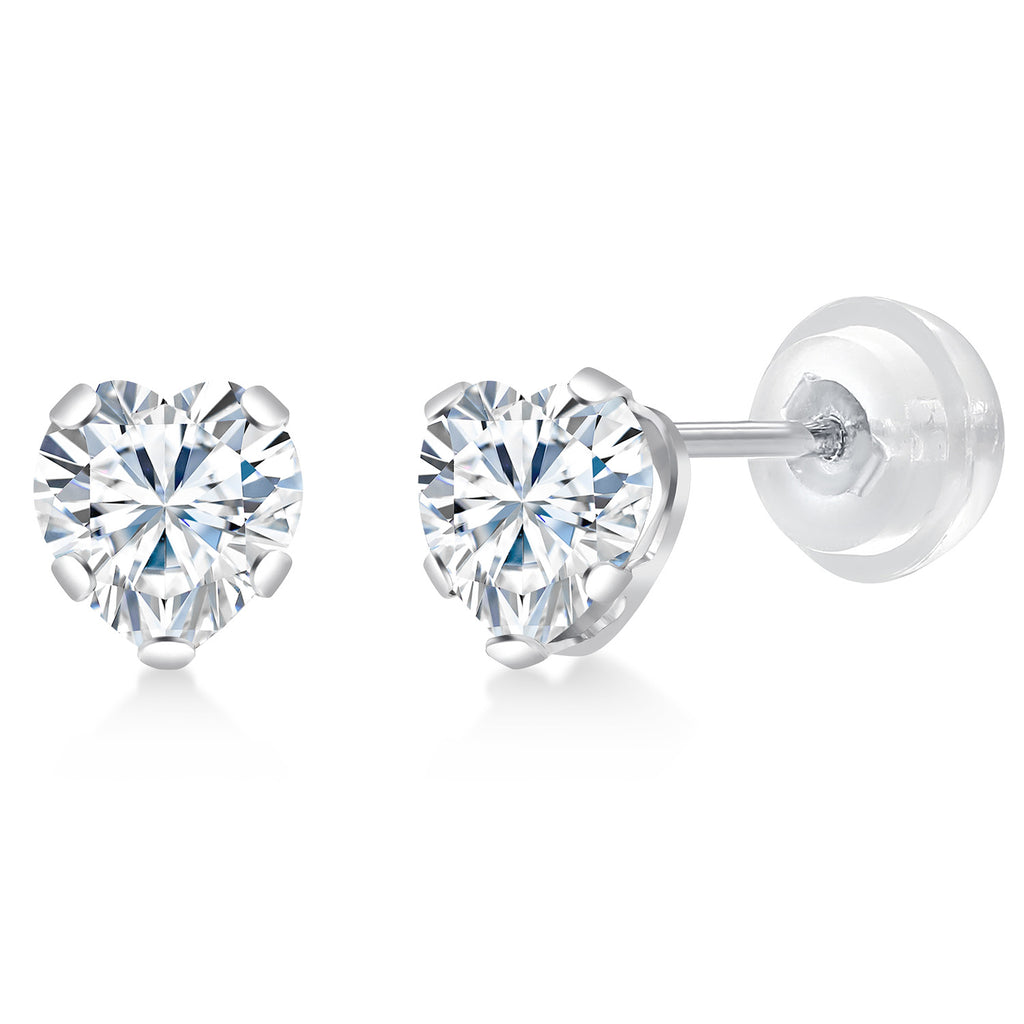 White Moissanite - April_Earrings in 10K White Gold
