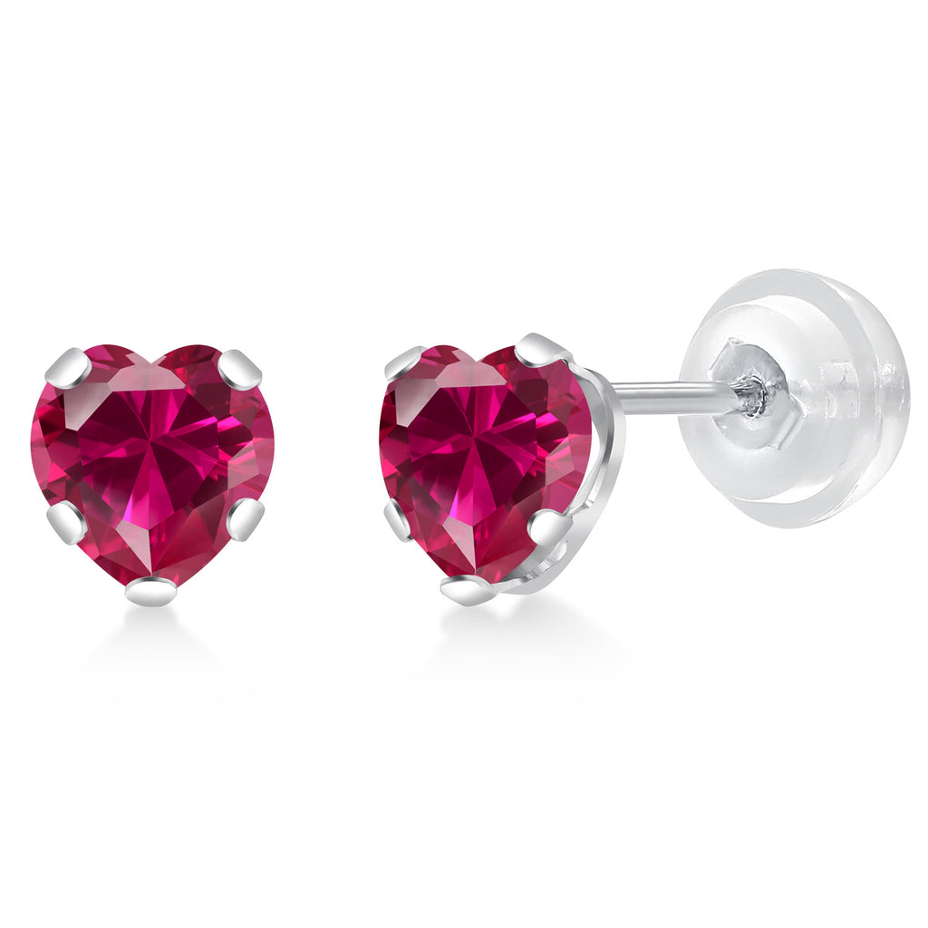 Created Ruby - July_Earrings in 10K White Gold