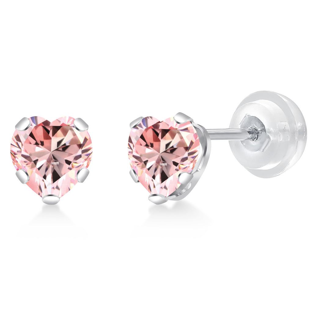 Morganite Peach Zirconia_Earrings in 10K White Gold