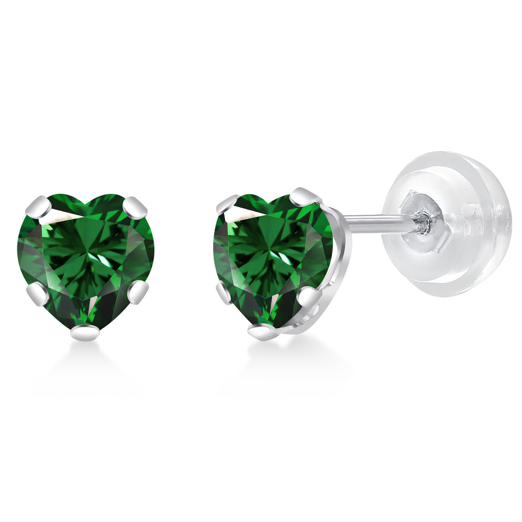 Nano Emerald - May_Earrings in 10K White Gold