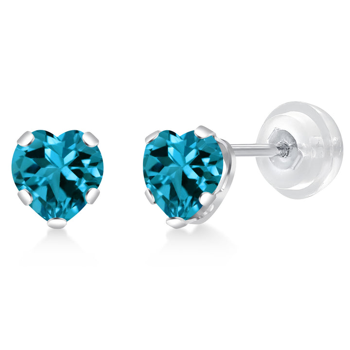 London Blue Topaz - November_Earrings in 10K White Gold