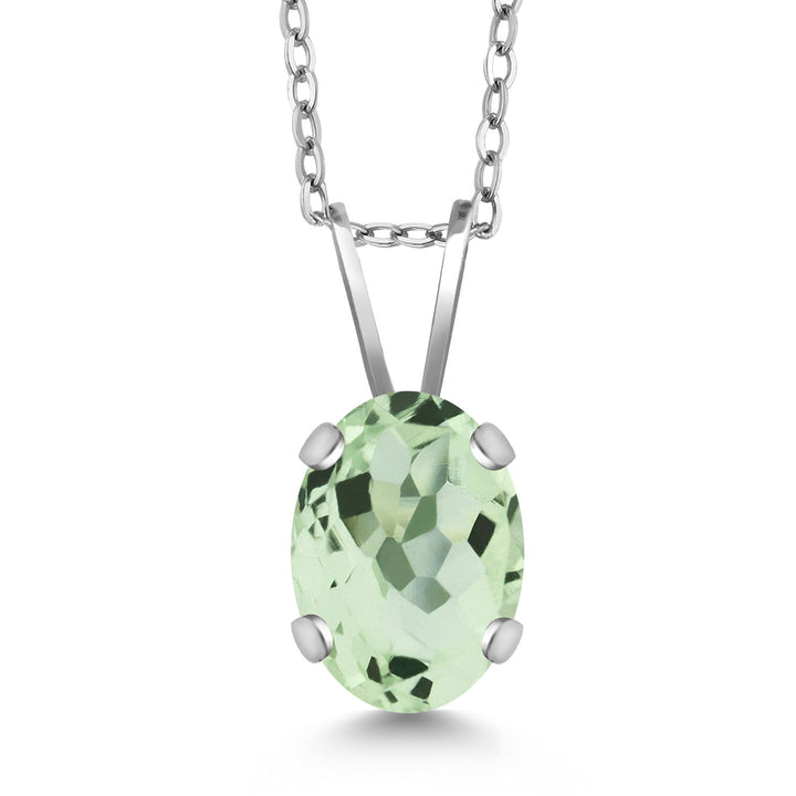Prasiolite_Necklace in 14K White Gold