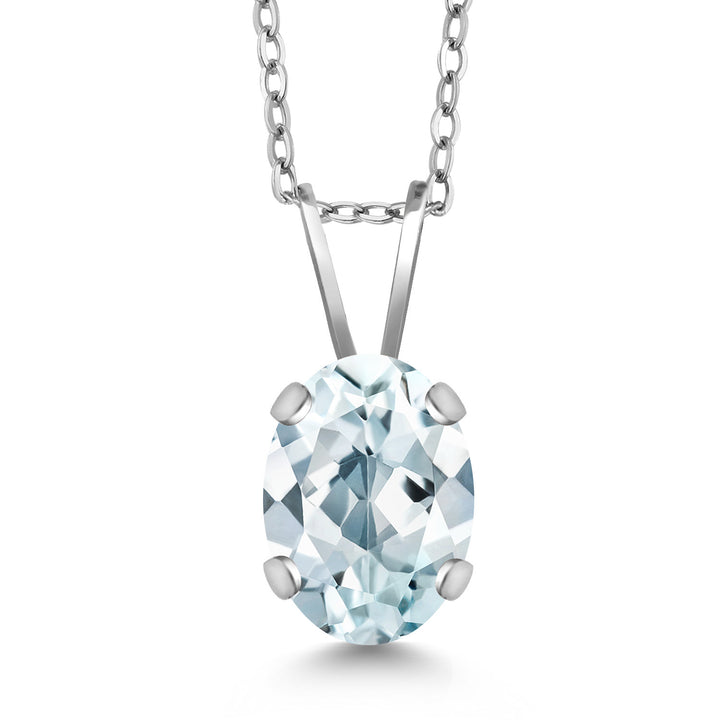Aquamarine - March_Necklace in 14K White Gold