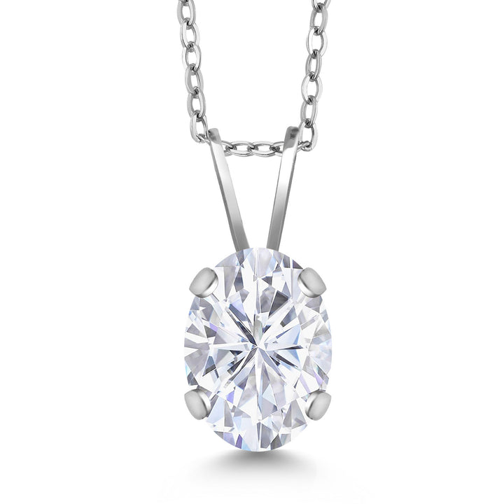 White Moissanite - April_Necklace in 14K White Gold