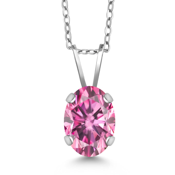 Pink Moissanite - April_Necklace in 14K White Gold