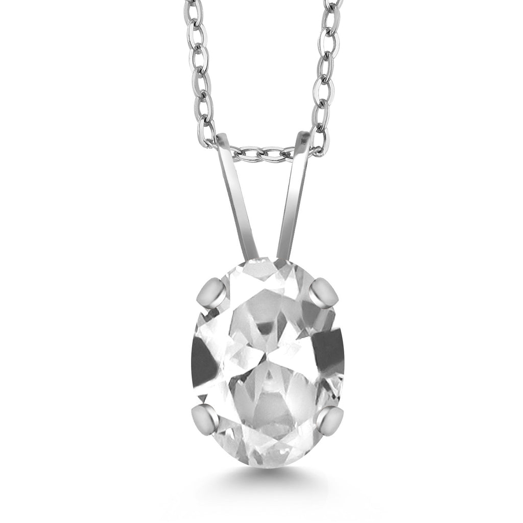 White Created Sapphire - September_Necklace in 14K White Gold