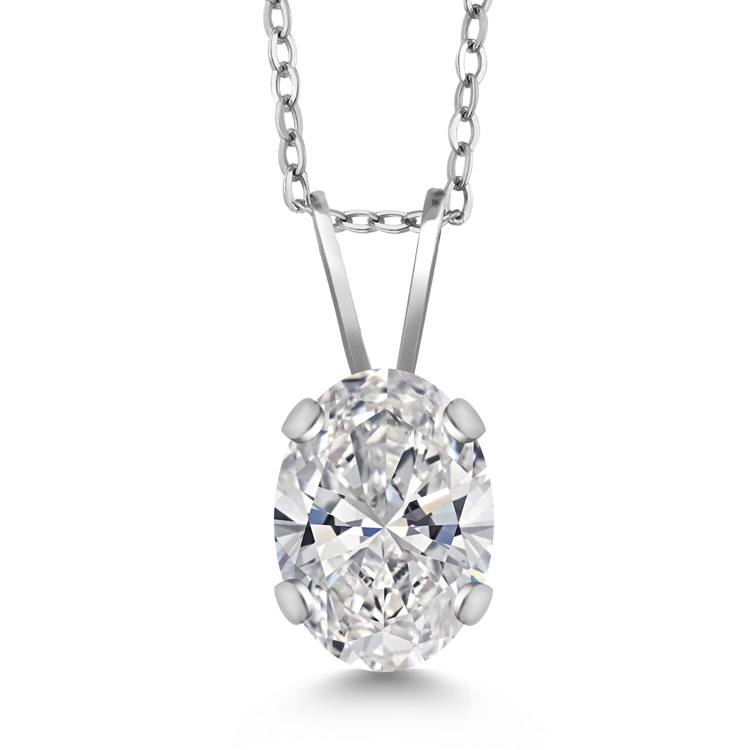 White Lab Grown Diamond - April_Necklace in 14K White Gold