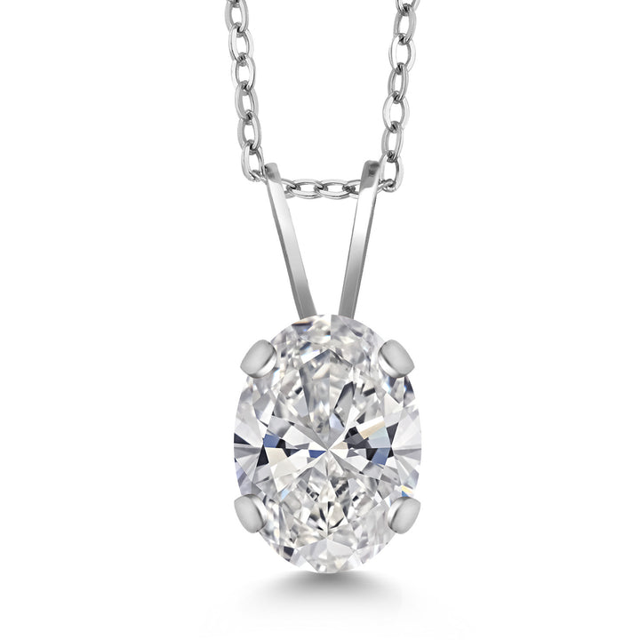 White Lab Grown Diamond - April_Necklace in 14K White Gold