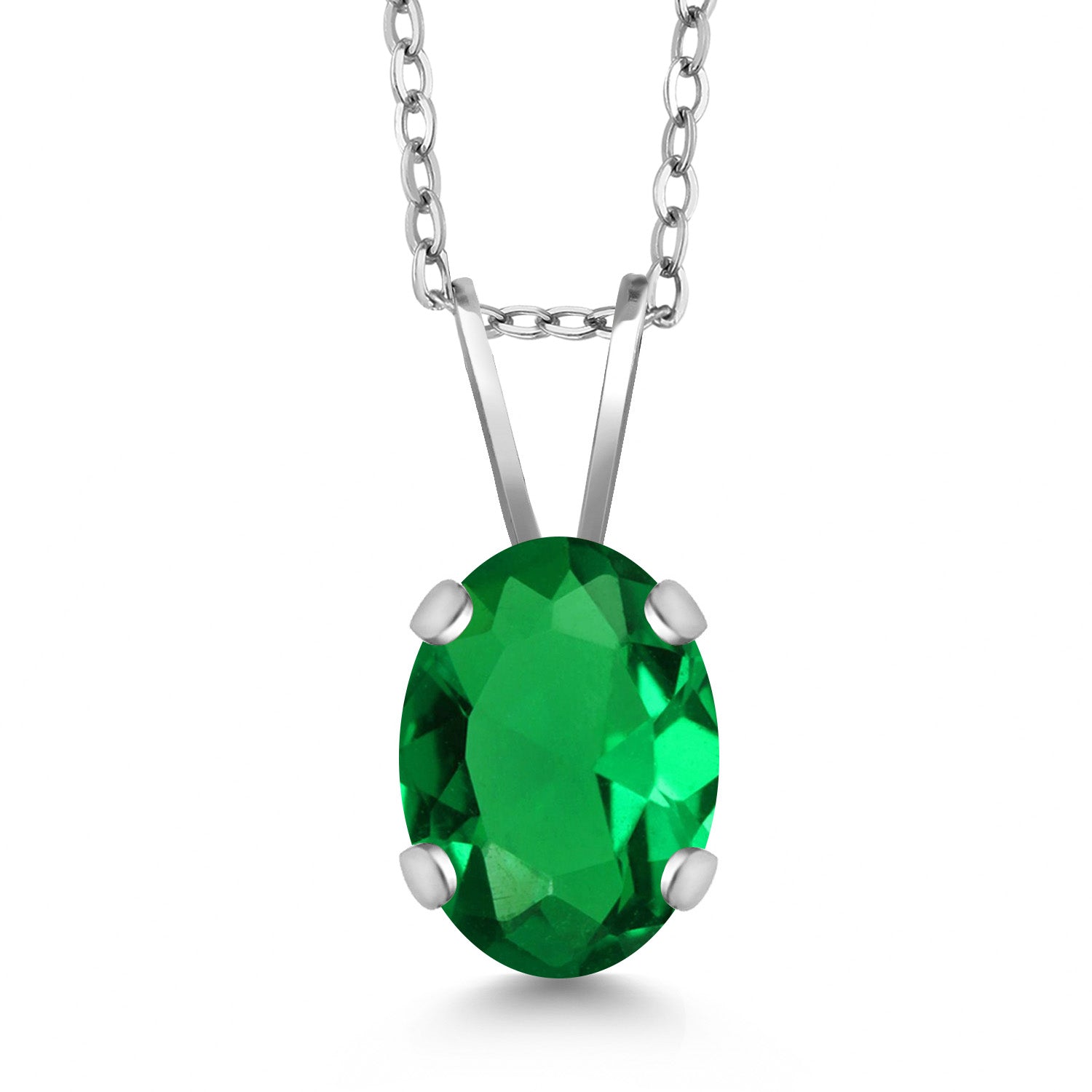 Nano Emerald - May_Necklace in 14K White Gold