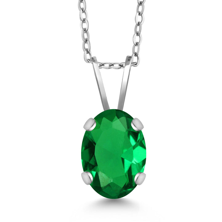 Nano Emerald - May_Necklace in 14K White Gold