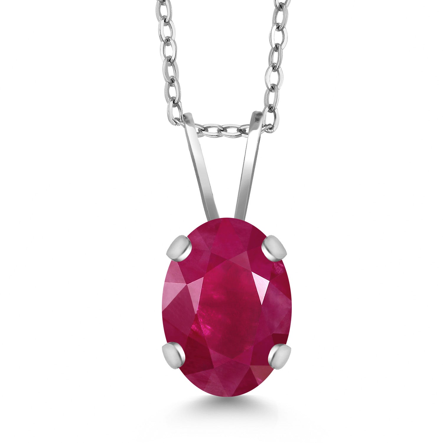 Ruby - July_Necklace in 14K White Gold