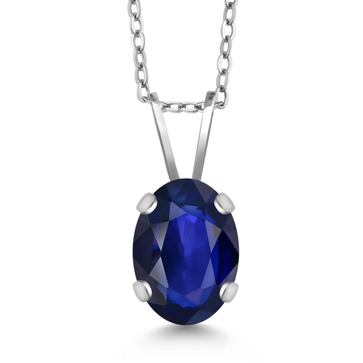 Blue Sapphire - September_Necklace in 14K White Gold