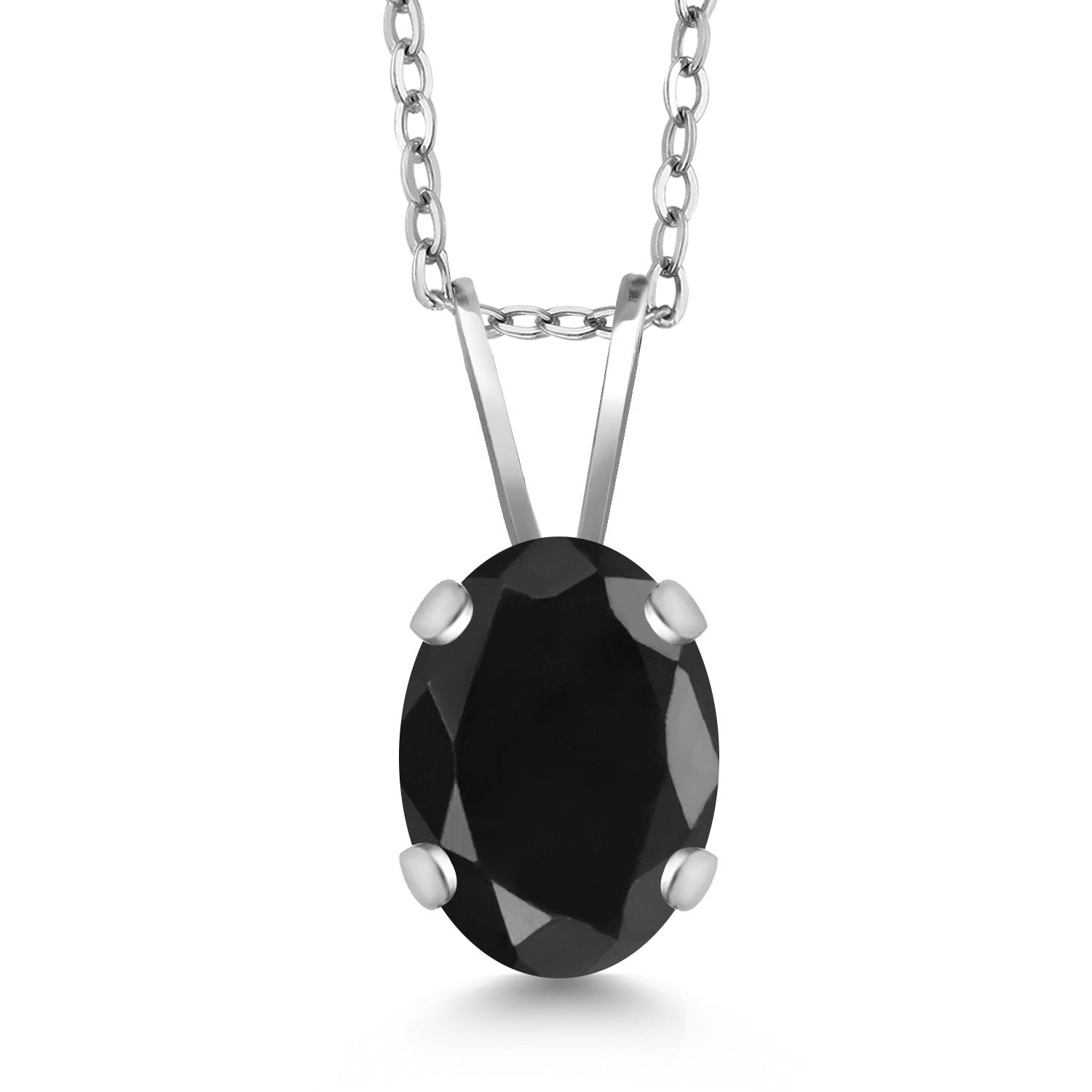 Black Sapphire - September_Necklace in 14K White Gold