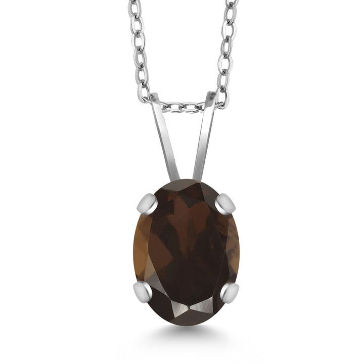 Smoky Quartz_Necklace in 14K White Gold