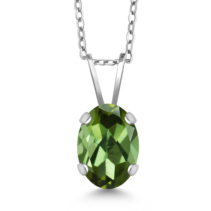 Green Tourmaline - October_Necklace in 14K White Gold