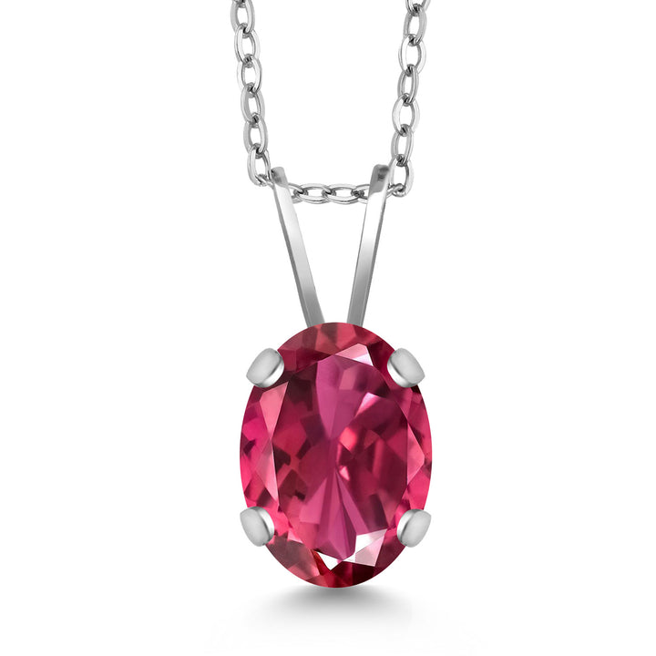 Pink Tourmaline - October_Necklace in 14K White Gold