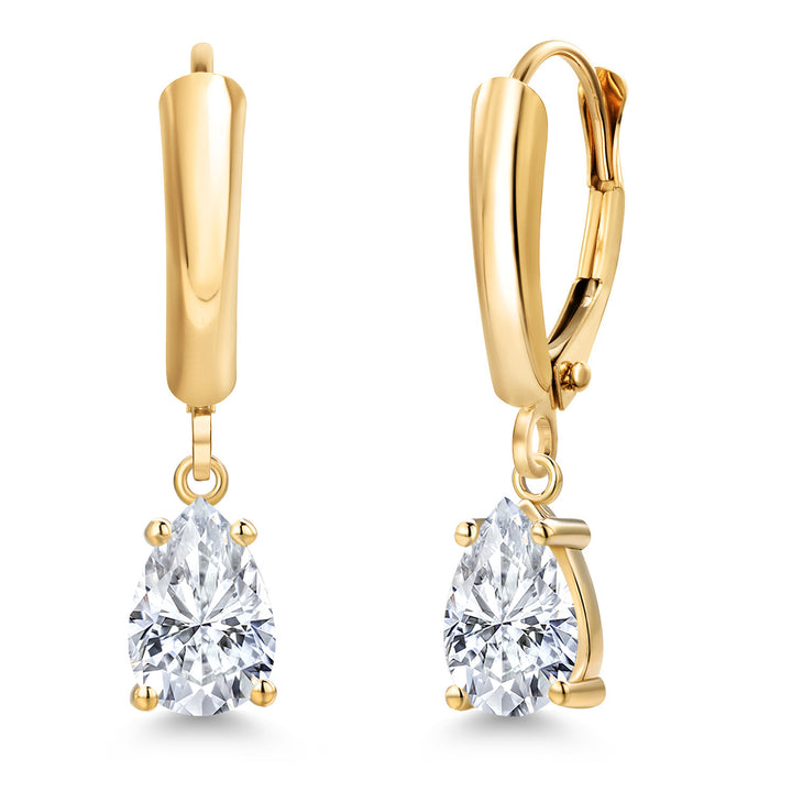 White Moissanite - April_Earrings in 14K Yellow Gold